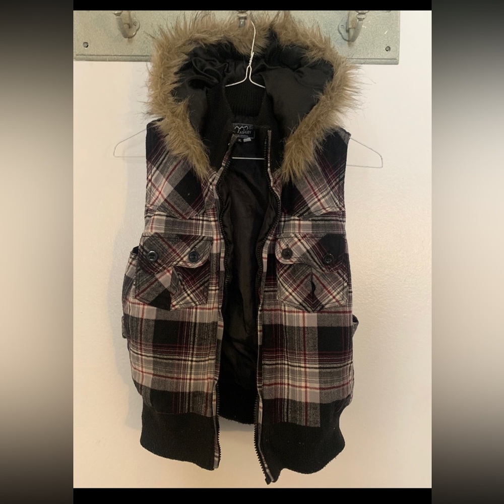 Plaid Vest With Hood
